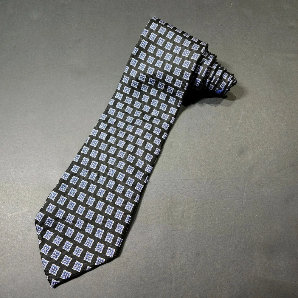 Handcrafted‎ for Nordstrom by J Z Richards 100% Silk Mens Necktie Tie Black-Blue